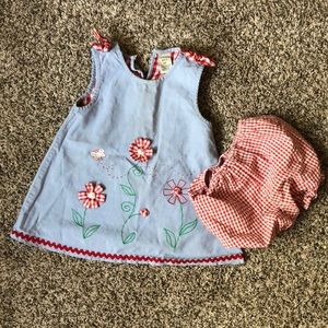 Toddler girl denim dress with Bloomers- 24m/2T